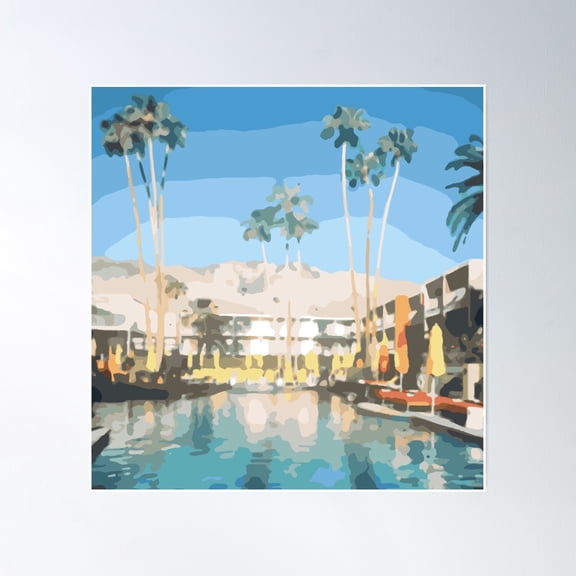 Mid Century Palm Springs Poster Wall Art, Modern Wall Decor, 30x30 UNFRAMED