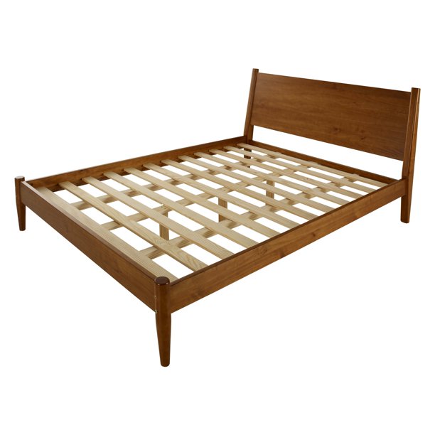 MidCentury Panel Bed King Size Castanho Finish