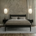 thumbnail image 1 of Camaflexi Mid Century Platform Bed Wood Panel Bed Frame with Headboard, Queen, Black, 1 of 7