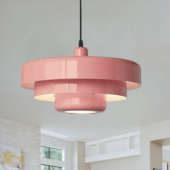 Mid Century Pendant Lamp 1-Light Ceiling Pendant Light 3-Layer Shade Design E26 Vintage Metal Flush Mount Light Fixtures For Dining Table Kitchen Island Hallway