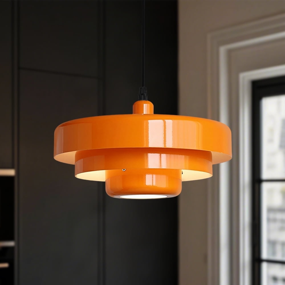 Mid Century Pendant Lamp 1-Light Ceiling Pendant Light 3-Layer Shade Design E26 Vintage Metal Flush Mount Light Fixtures For Dining Table Kitchen Island Hallway