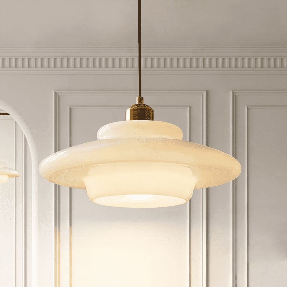 Mid Century Pendant Light Fixtures E26 Modern Gold Brass Kitchen Island Chandelier Lamp Milk White Glass Large Pendant Lamps for Dining Table Bedroom Hallway