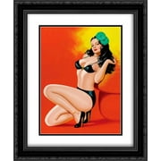 Mid-Century Pin-Ups - Beauty Magazine - Hot in Black 2x Matted 20x24 Black Ornate Framed Art Print by Driben, Peter