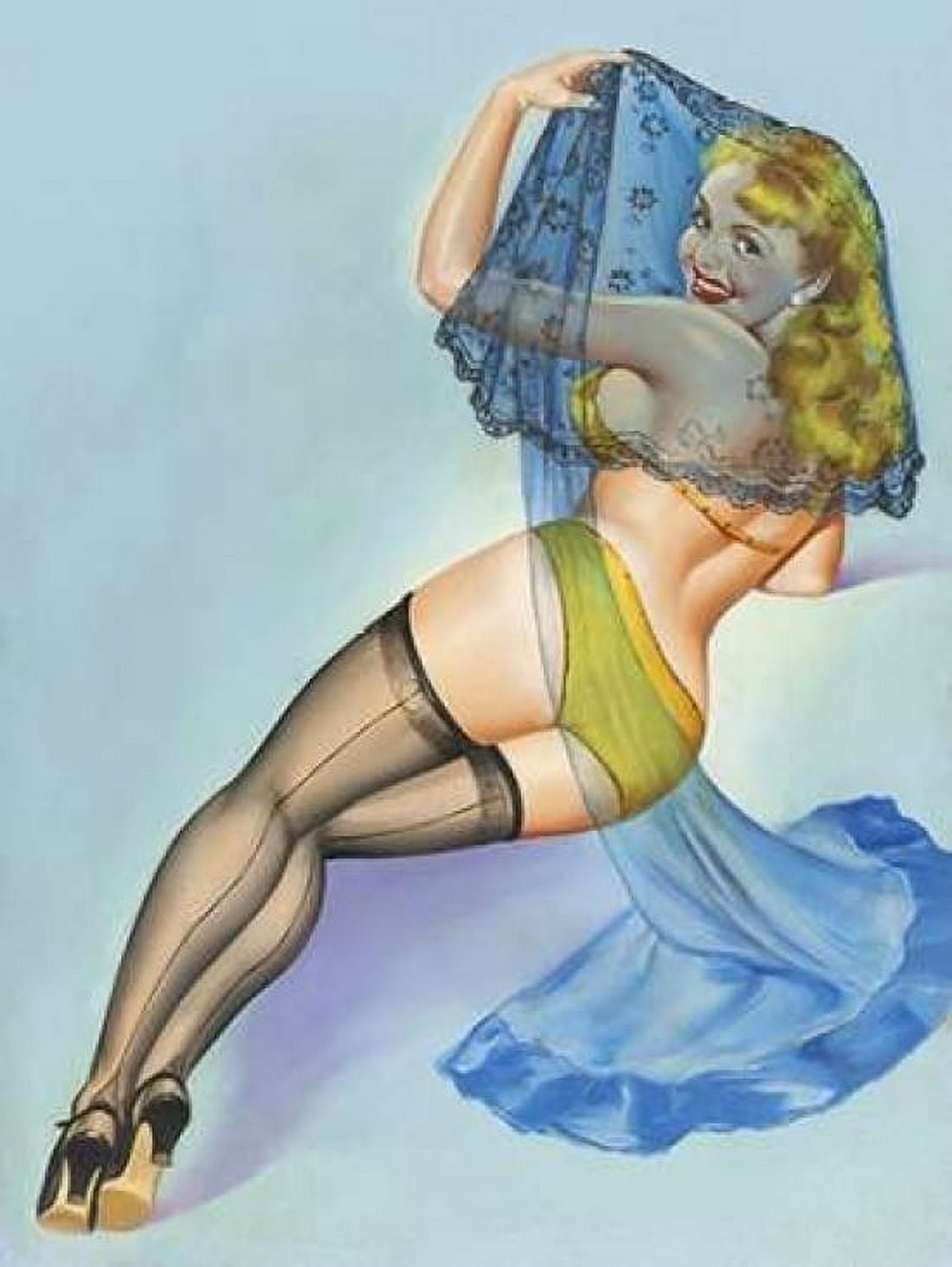 Mid-Century Pin-Ups - The Veil Canvas Art - Peter Driben (18 x 24)