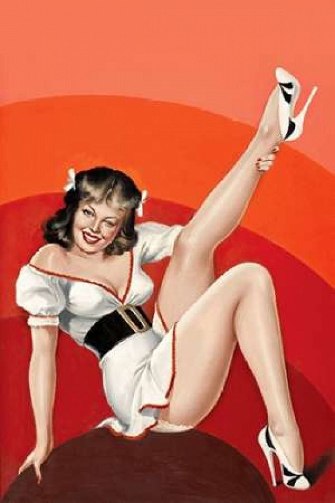 Mid-Century Pin-Ups - Titter Magazine - Winking Brunette Canvas Art - Peter Driben (24 x 36)