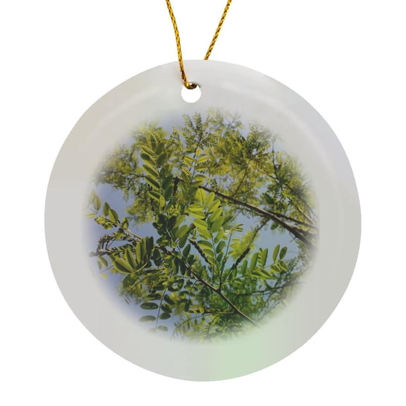 3drose, Mid-century Pink Kitsch Geometric Christmas Tree Cut Out, Circle Porcelain Ornament