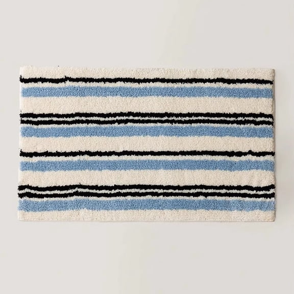 Mid-Century Plaid Microfiber Bath Mat, Quick Dry Super Absorbent Bathroom Door Mat, Non Slip Retro Checkered Floor Rug for Toilet Shower Entrance Home Decor