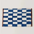 thumbnail image 1 of Mid-Century Plaid Microfiber Bath Mat, Quick Dry Super Absorbent Bathroom Door Mat, Non Slip Retro Checkered Floor Rug for Toilet Shower Entrance Home Decor, 1 of 5