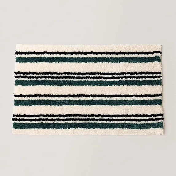 Mid-Century Plaid Microfiber Bath Mat, Quick Dry Super Absorbent Bathroom Door Mat, Non Slip Retro Checkered Floor Rug for Toilet Shower Entrance Home Decor