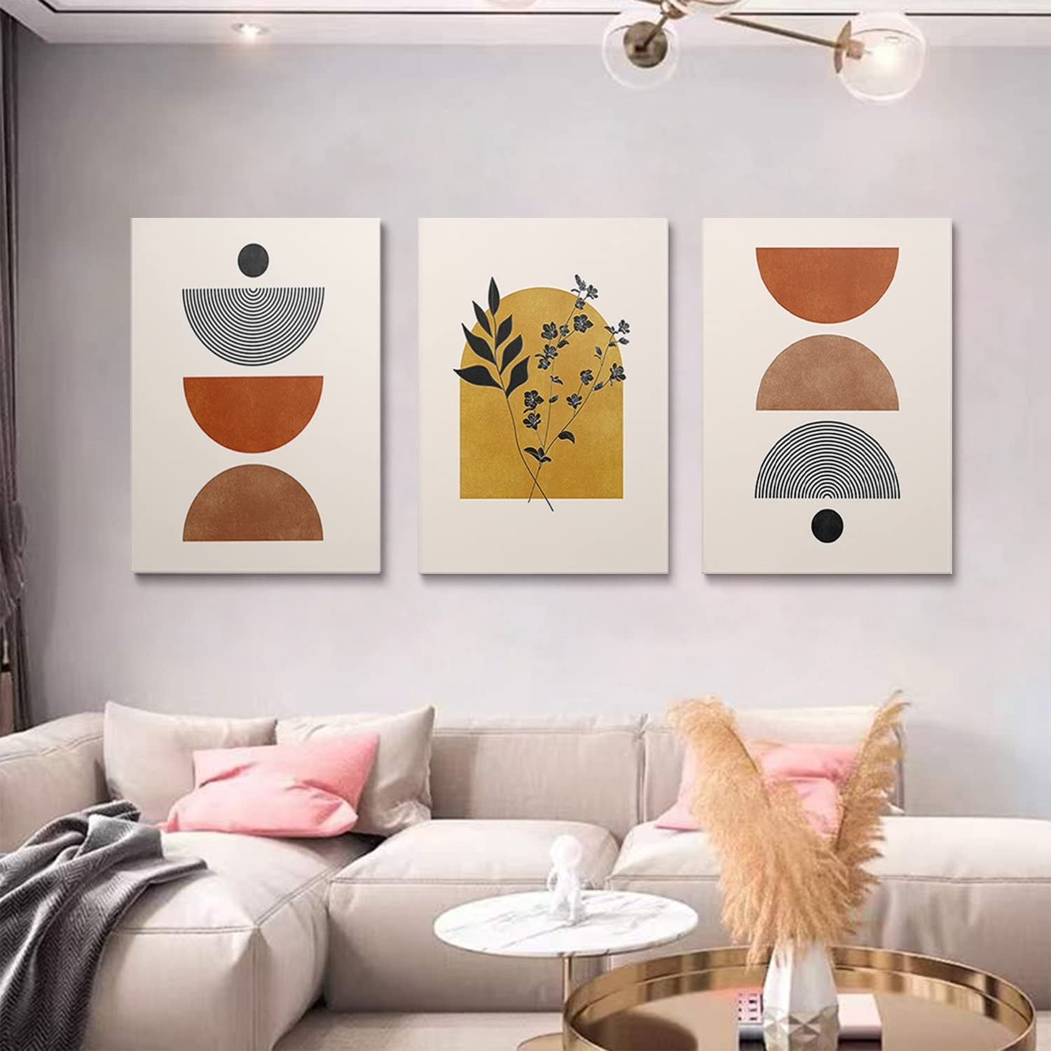 Mid Century Prints Set Of 3 Boho Art Modern Abstract Art Geometric Line ...