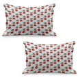 thumbnail image 1 of Mid Century Quilted Pillowcover Set of 2, Big Circular Spots and Oval Shapes Combined the of Geometry, Standard Queen Size Pillow Cover for Bedroom, 30" x 20", Grey Red White, by Ambesonne, 1 of 1