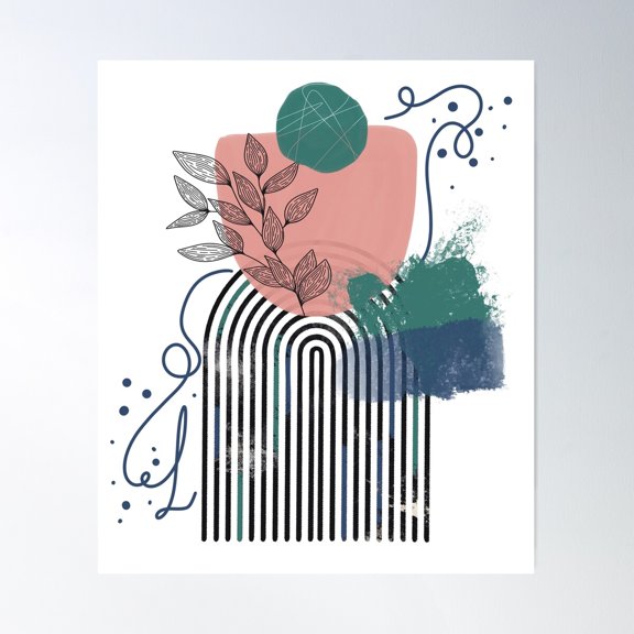 Mid Century Rainbow Lineart Poster Wall Art, Modern Wall Decor For Living Room Bedroom, 16x24 UNFRAMED