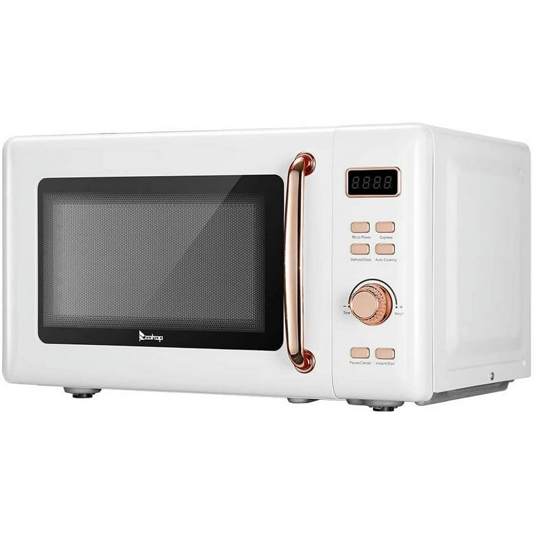 LDAILY Mo-23853-EP Moccha compact Retro Microwave Oven, 07cuft, 700-Watt countertop  Microwave Ovens w5 Micro Power, Delayed Start Function, LED Dis