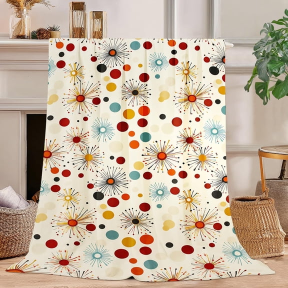 Mid Century Retro Blanket Mid Century Fleece Throw Blanket Super Soft Fuzzy Plush Cozy Warm Stuffed Bedding Blankets Gift for Boys Girls Men Women Kids & Adult 80"x60"