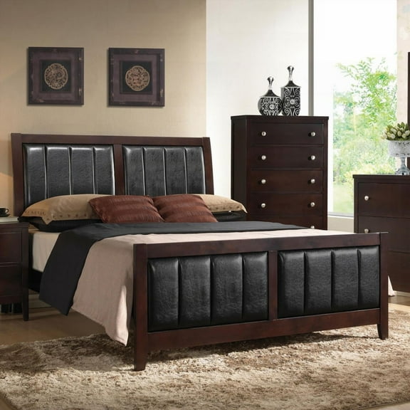 Mid-Century & Retro Cappuccino Queen Bed | Bold Design & Padded Leatherette