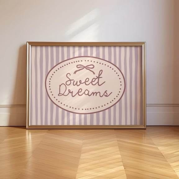Mid Century Retro Sweet Dreams Print Cute Bedroom Art Mid Century Modern Retro Poster Land