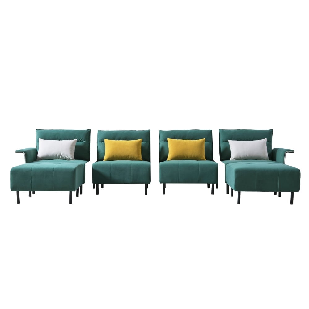 MidCentury Sectional Sofa with Ottoman Green