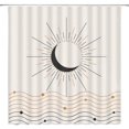 thumbnail image 1 of Mid Century Shower Curtain Abstract Sun Moon Lines Modern Aesthetic Boho Minimalistic Retro Neutral Contemporary Art Bathroom Decor Fabric Set with Hooks(70" WX70 H), 1 of 3