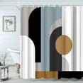 thumbnail image 1 of Mid Century Shower Curtain Black Gray Tan Abstract Sun Geometric Neutral Rustic Modern Arch Fabric Bathroom Decor Set Hooks, 1 of 13