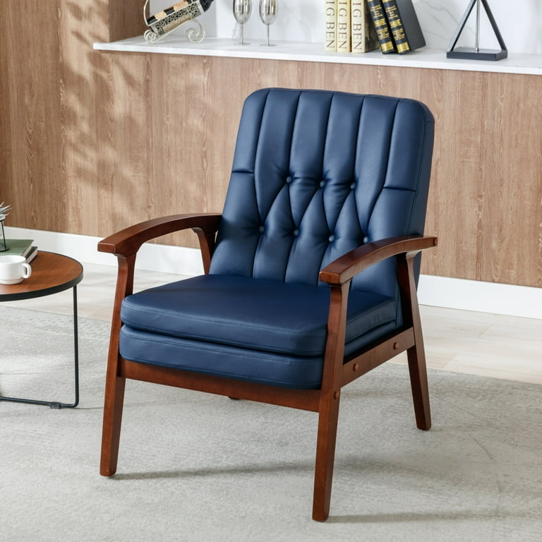 Triple Tree Mid Century Accent Chair, Navy Upholstered Armchair