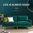 thumbnail image 1 of Mid Century Sofa Velvet Fabric Upholster Couch 71” Modern Futon Bench Loveseat Living Room Sofa with 2 Throw Pillows, Green, 1 of 7