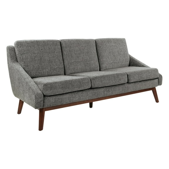 Mid-Century Sofa in Charcoal Fabric with Coffee Finish Legs