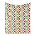 thumbnail image 1 of Mid Century Soft Flannel Fleece Blanket, Colorful Scales Design with Stars Girly and Retro Styled Ice Cream Shop Pattern, Cozy Plush for Indoor and Outdoor Use, 50" x 70", Multicolor, by Ambesonne, 1 of 5