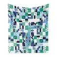 thumbnail image 1 of Mid Century Soft Flannel Fleece Throw Blanket, Geometric Modern Art Design in the Sixties Pop Art Shapes Pattern, Cozy Plush for Indoor and Outdoor Use, 60" x 80", Sea Green Blue Black, by Ambesonne, 1 of 5
