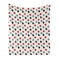 thumbnail image 1 of Mid Century Soft Flannel Fleece Throw Blanket, Retro Revival Space Design with Random Abstract Blots and Outlines, Cozy Plush for Indoor and Outdoor Use, 50" x 60", Slate Blue Red Black, by Ambesonne, 1 of 5