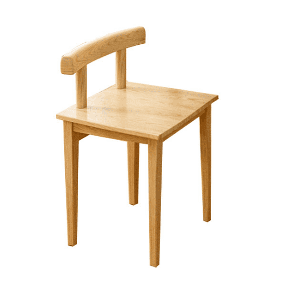 Solid Cherry Wood Vanity Chair, Minimalist Curved Small Backrest Solid Wood Seat Accent Stool, Fully Pre-Assembled Ergonomic Side Chair for Bedroom Makeup Desk, Small Dining Room & Indoor Leisure