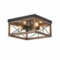 thumbnail image 1 of Mid Century Square Wood Flush Mount Light Ceiling Light Iron Base No Bulb, 1 of 8
