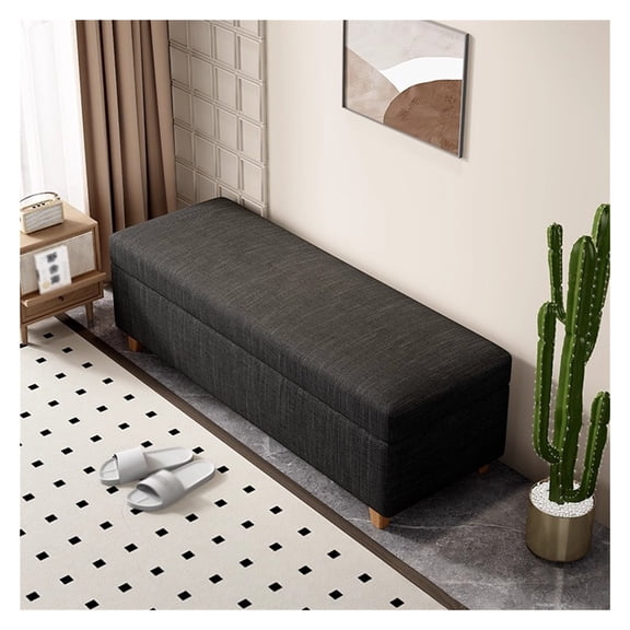 Mid Century Storage Ottoman Linen Bench,Long Storage Chest Bed Bench Footstool with Storage,Modern Mid Century Storage Ottoman Bench for Living Room