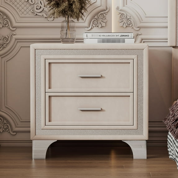 Mid Century Style Nightstand | Store Nighttime Items, Match Bedroom Decor | High - quality Velvet and Metal Materials | Easy to Clean and Keep in Good Condition