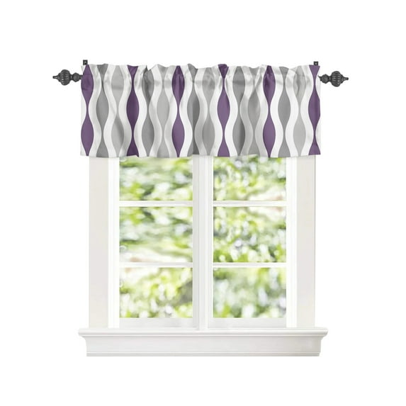 Mid Century Style Purple Grey Ripple Window Treatment Panel for Living Room Bathroom BedroomAbstract Geometric Art Window Treatment Drapes for Bedroom Laundry Room Farmhouse Home Decor 42x18in