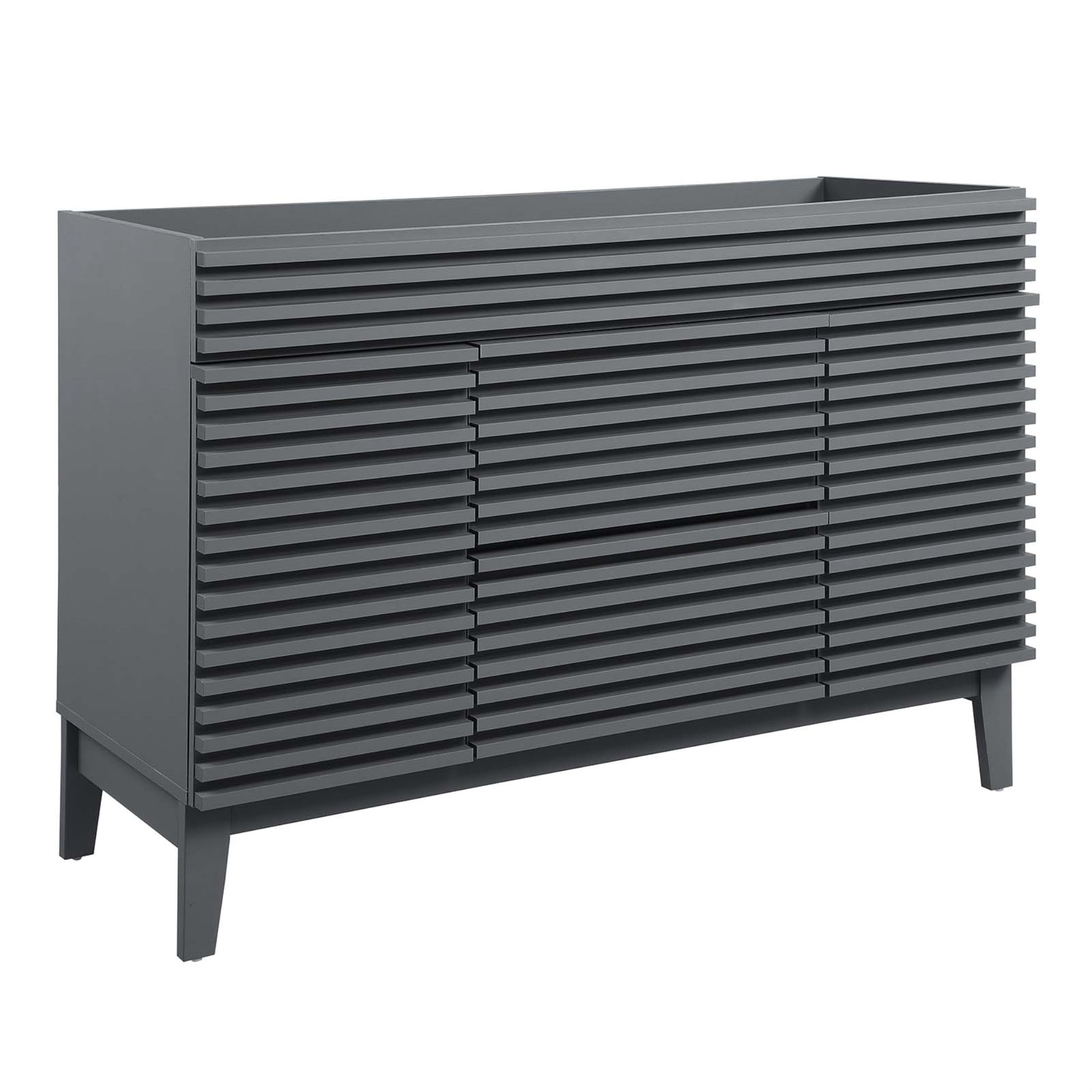 Gray 48" Mid-Century Modern Single Bathroom Vanity Cabinet