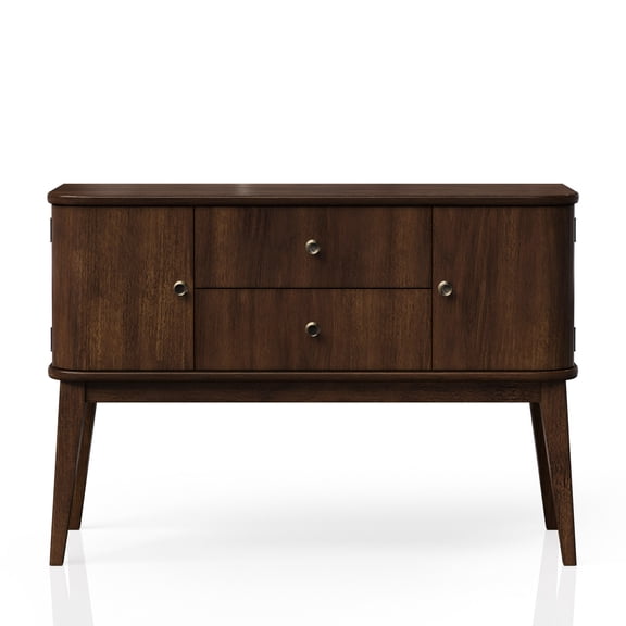 Mid Century Style Server with Storage | Suitable for Studio Apartment | Solid Wood + MDF and Cherry Finish | Handles Small Apartment Storage