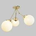thumbnail image 1 of Mid Century Style Three Globe Light Brass Ceiling Flush Mount Sputnik Chandelier Pendant Light Fixture, 1 of 5
