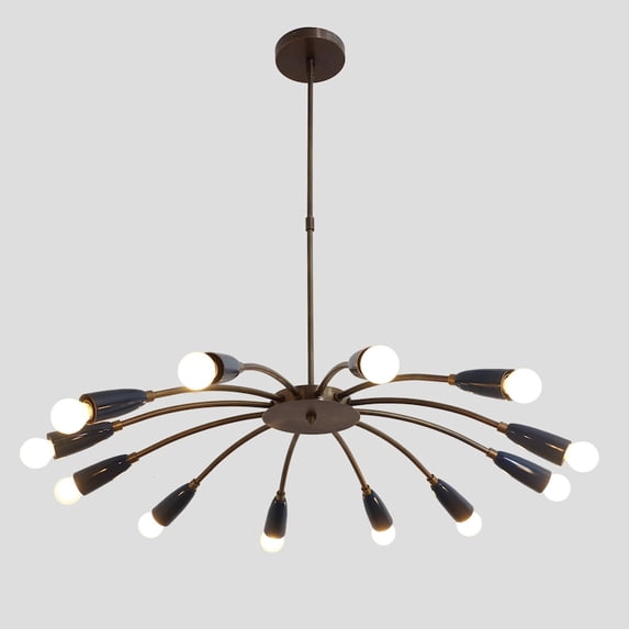 Mid Century Style Twelve Arm Lights Brass Sputnik Chandelier Ceiling Light Fixture