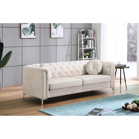 Mid Century Style Velvet With Legs - Glory Furniture G898a-s Button Tufting And