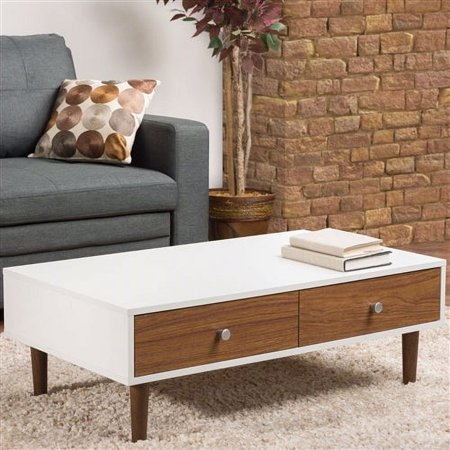 Mid-Century Style White Wood Coffee Table