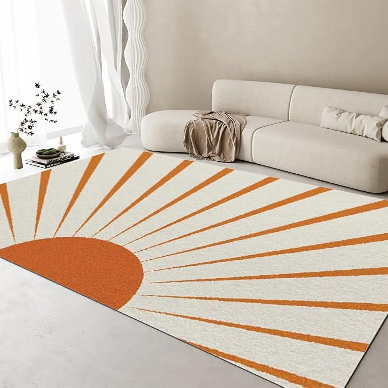 Mid Century Sun Sunrise Area Rugs, Boho Rainbow Minimalist Soft ...