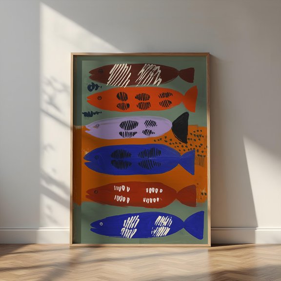 Mid Century Sunrise Desert Mountain Abstract Poster, Unframed Paper Poster 8x10in