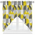 thumbnail image 1 of Mid Century Swag Valances for Windows 2 Pack Yellow Grey Abstract Retro Geometric Modern Swag Kitchen Curtains 63 Inches Long Rod Pocket Short Window Treatment for Kitchen Bathroom 36"x63", 1 of 8