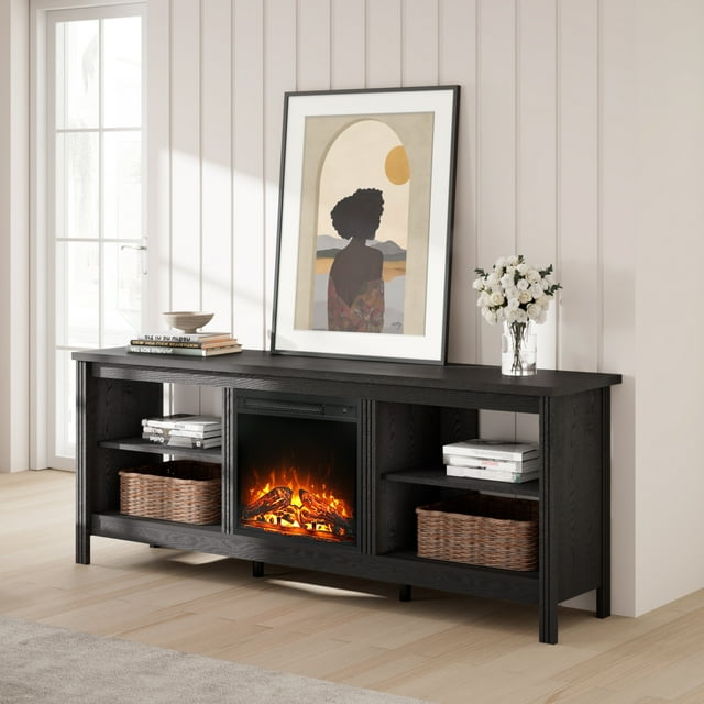 MidCentury TV Stand with LED Lights for TVs up to 85 Inch, Modern