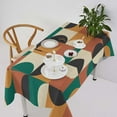 thumbnail image 1 of Mid Century Tablecloth, Abstract Geometric Modern Optical Half Circles Pattern Nordic Style Table Cloth Cover for Indoor Picnic Party, Orange Green Red Rectangle(55x55in), 1 of 6