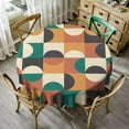 thumbnail image 1 of Mid Century Tablecloth, Abstract Geometric Modern Optical Half Circles Pattern Nordic Style Table Cloth Cover for Indoor Picnic Party, Orange Green Red Round(60x60in), 1 of 6