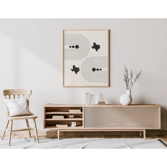 Mid Century Texas Print Boho Aesthetic Wall Art Mid Century Modern State Decor Texas Map Silhouette Midcentury Artwork