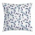 thumbnail image 1 of Mid Century Throw Pillow Cushion Cover, Art Deco Inspired Pattern from Seventies with Geometrical Shapes, Decorative Square Accent Pillow Case, 16 X 16 Inches, Turquoise Navy Blue Grey, by Ambesonne, 1 of 2