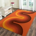 thumbnail image 1 of Mid Century Trippy Geometric Area Rugs,Retro Orange Brown Machine Washable Area Rugs for Living Room Non Slip Backing Rugs for Bedroom, Printed Home Decor Area Rug 4x6ft, 1 of 6