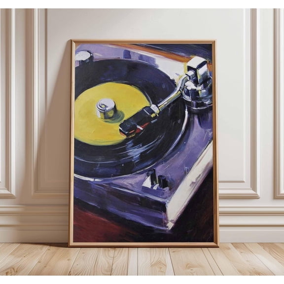 Mid Century Turntable Vinyl DJ Poster, Unframed Paper Poster 8x10in